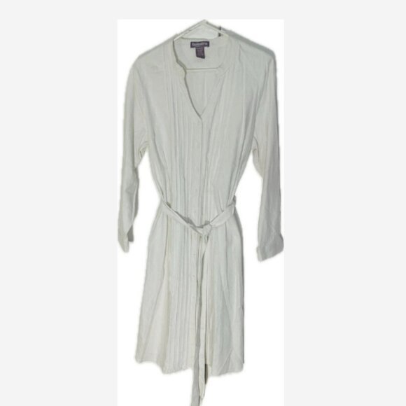 Taillissime White Shirt Dress Women’s 14W Linen Blend Belted Midi Side Slits - Picture 2 of 4